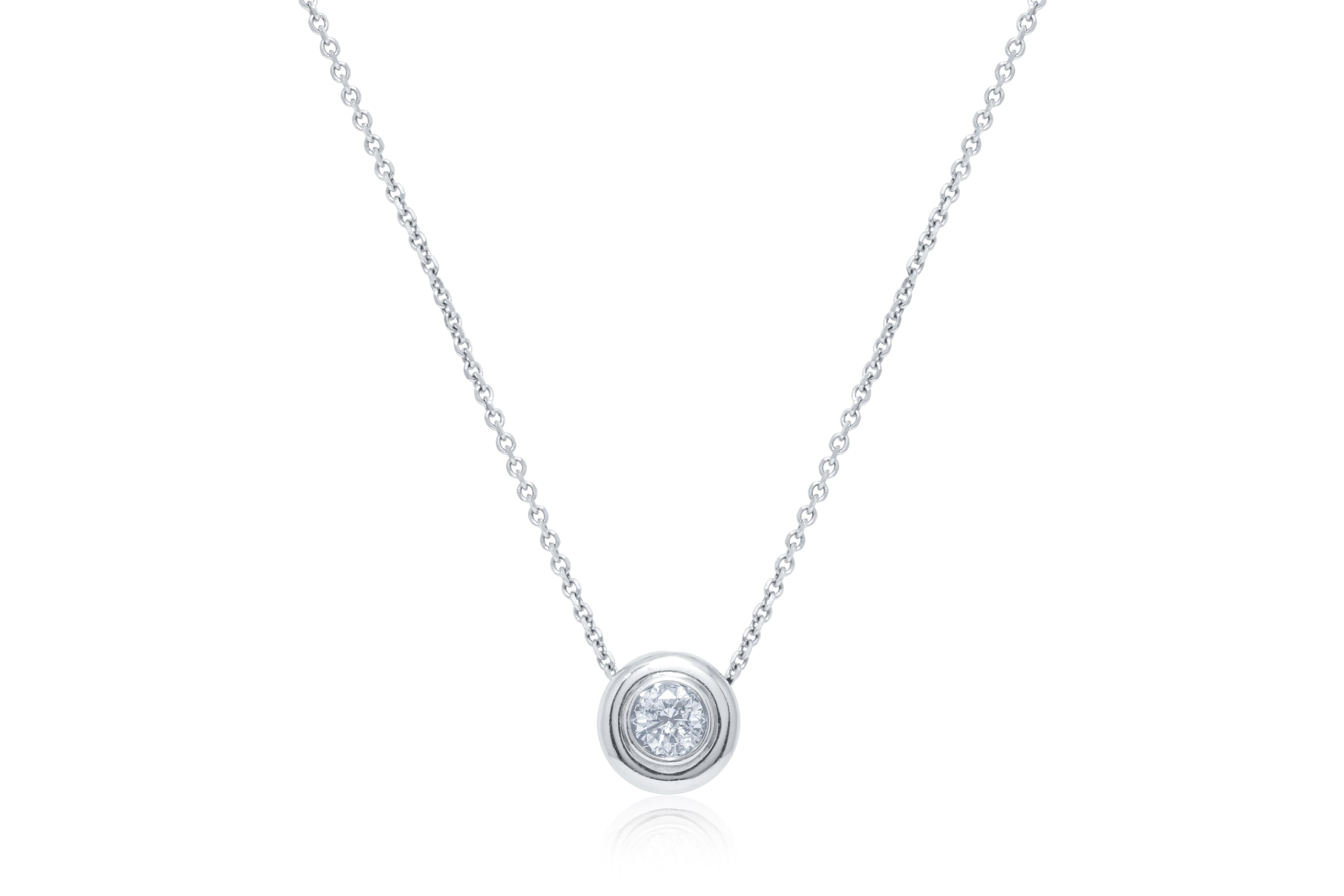 14kt Weißgold Solitär Lünette gefassten runden Diamanten mit 1,15 cts tw