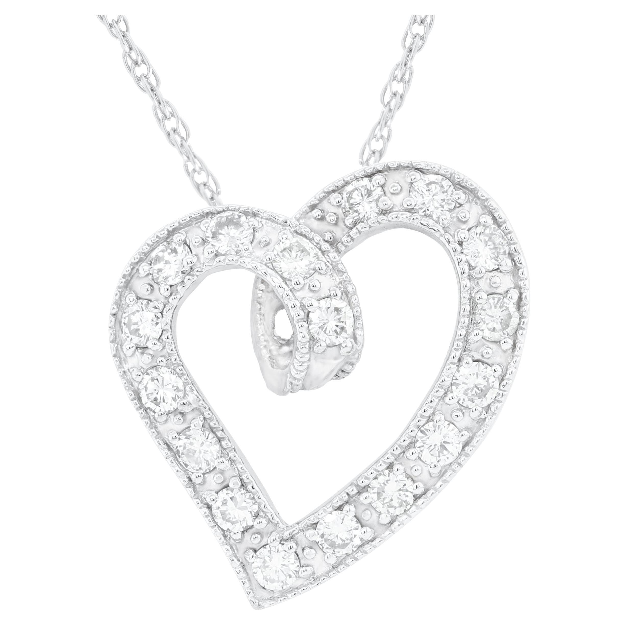 Diana M. personalizada 1.115 cts. Colgante de diamantes en forma de corazón de oro blanco de 14 quilates
