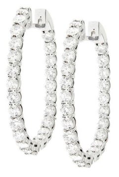 Diana M. Custom 11.20 Cts. Diamond Hoop Earrings 18K White Gold