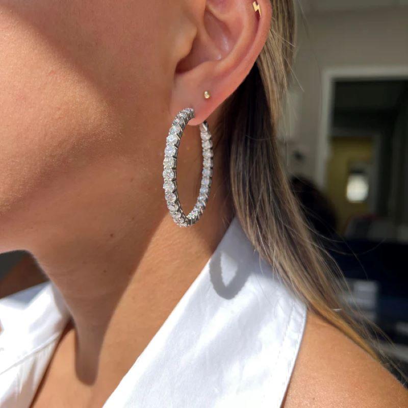 Diana M. I. Custom 11.20 carati. Orecchini a cerchio con diamanti in oro bianco 18 carati In condizioni Nuovo in vendita a New York, NY