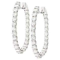 Diana M. Custom 11.20 Cts. Diamond Hoop Earrings 18K White Gold