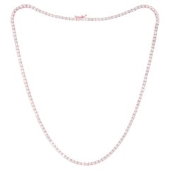 A&M. Custom 11.45cts 14K Rose Gold Diamond Line Tennis Necklace 17" (collier de tennis en or rose 14K)