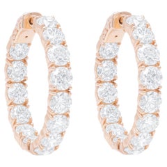 Diana M. personalizada 11.75 cts. Pendientes de aro de diamantes de oro rosa de 18 quilates