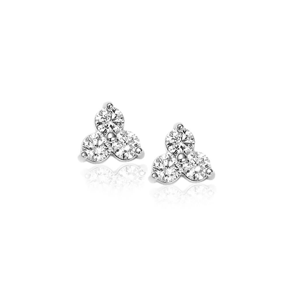 Diana M. Custom 1.25 Cts. Diamond Stud Earring 14K White Gold Corte redondo en venta