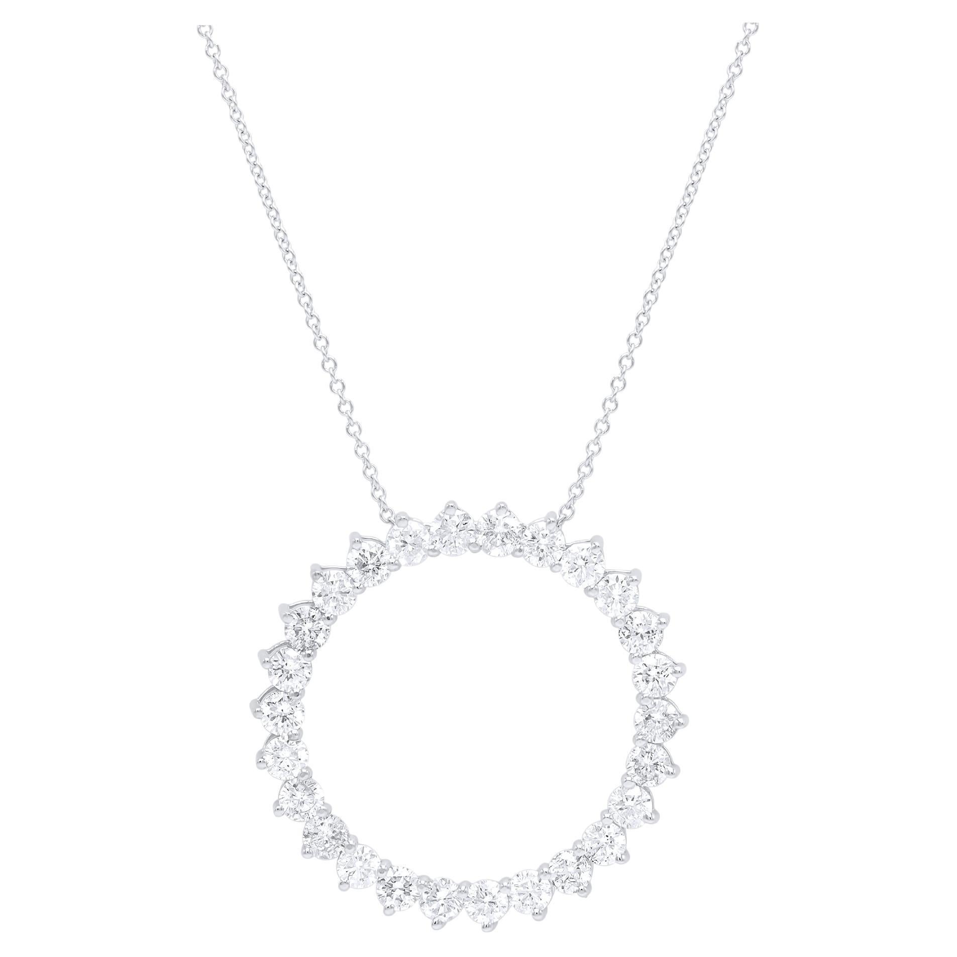 A&M. Custom 1.30 Cts. Pendentif diamant rond en or blanc 14K en vente