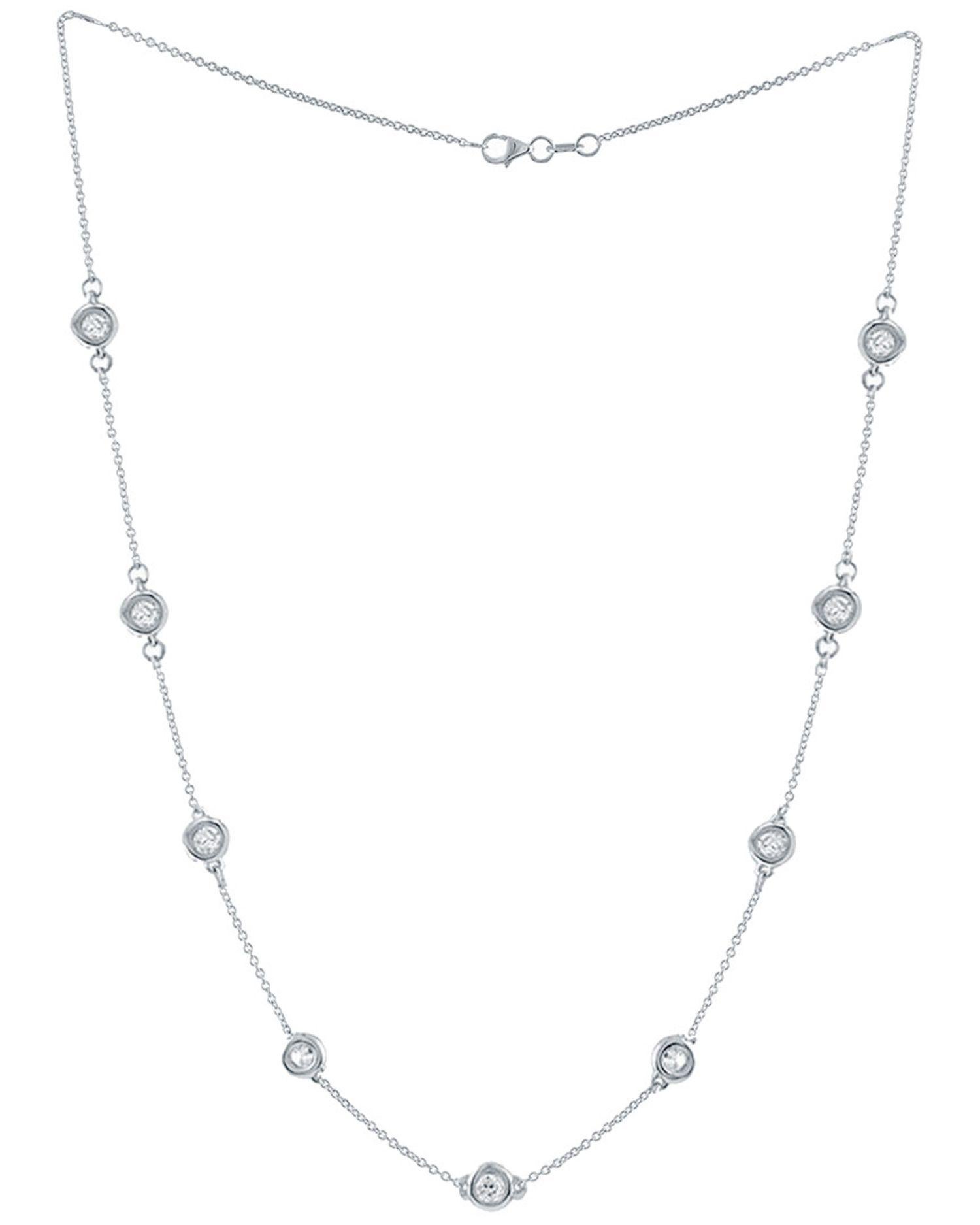 Round Cut Diana M. Custom 1.30 cts Round Diamonds by the yard necklace 14k white gold  For Sale