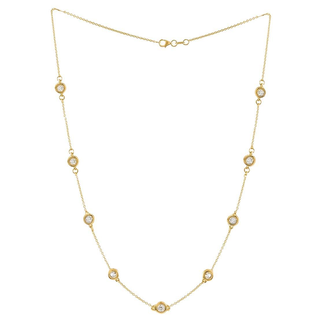 Diana M. Custom  1.40 Cts. Diamonds-By-The-Yard Necklace 14K Yellow Gold For Sale