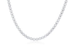 Diana M, Custom 14.00 cts Round 4 Prong Diamond 18K White Gold Tennis Necklace
