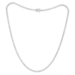 Diana M, Benutzerdefinierte 14,00 cts Runde 4 Prong Diamant 18K Weißgold Tennis Halskette