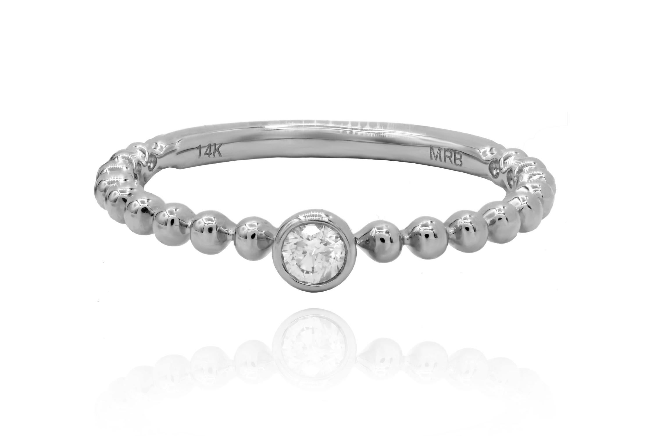 Diana M. Custom 14K White Gold Diamond Ring In New Condition For Sale In New York, NY