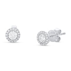 Diana M. Custom 14K White Gold Diamond Stud Earrings