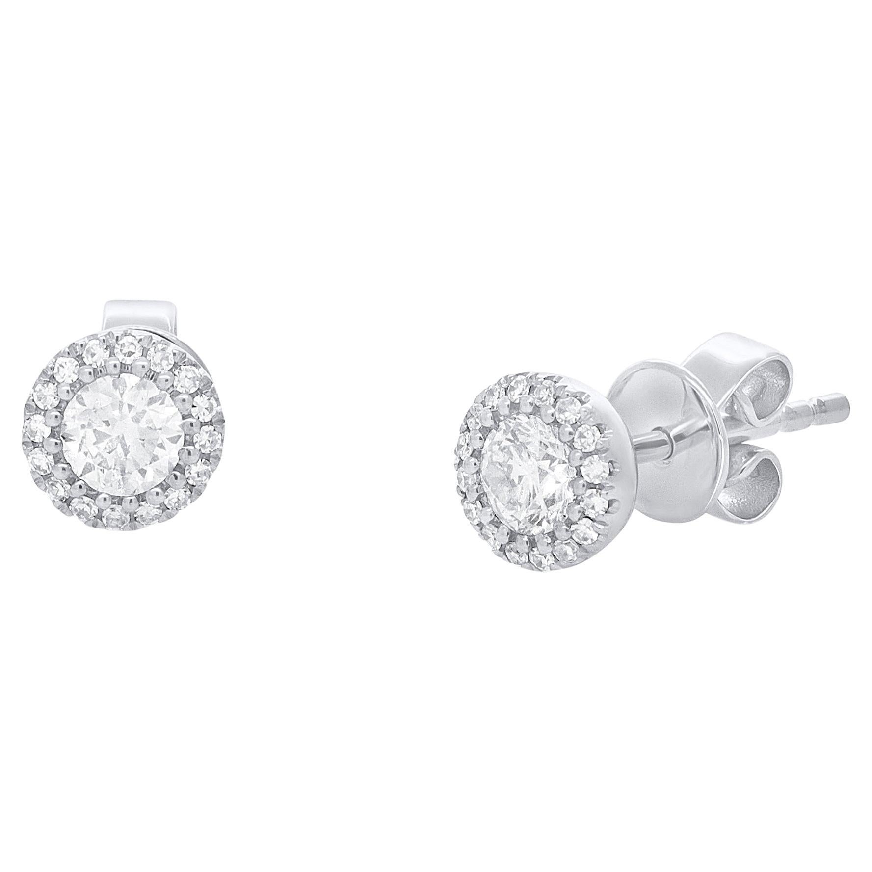 Diana M. Custom 14K White Gold Diamond Stud Earrings