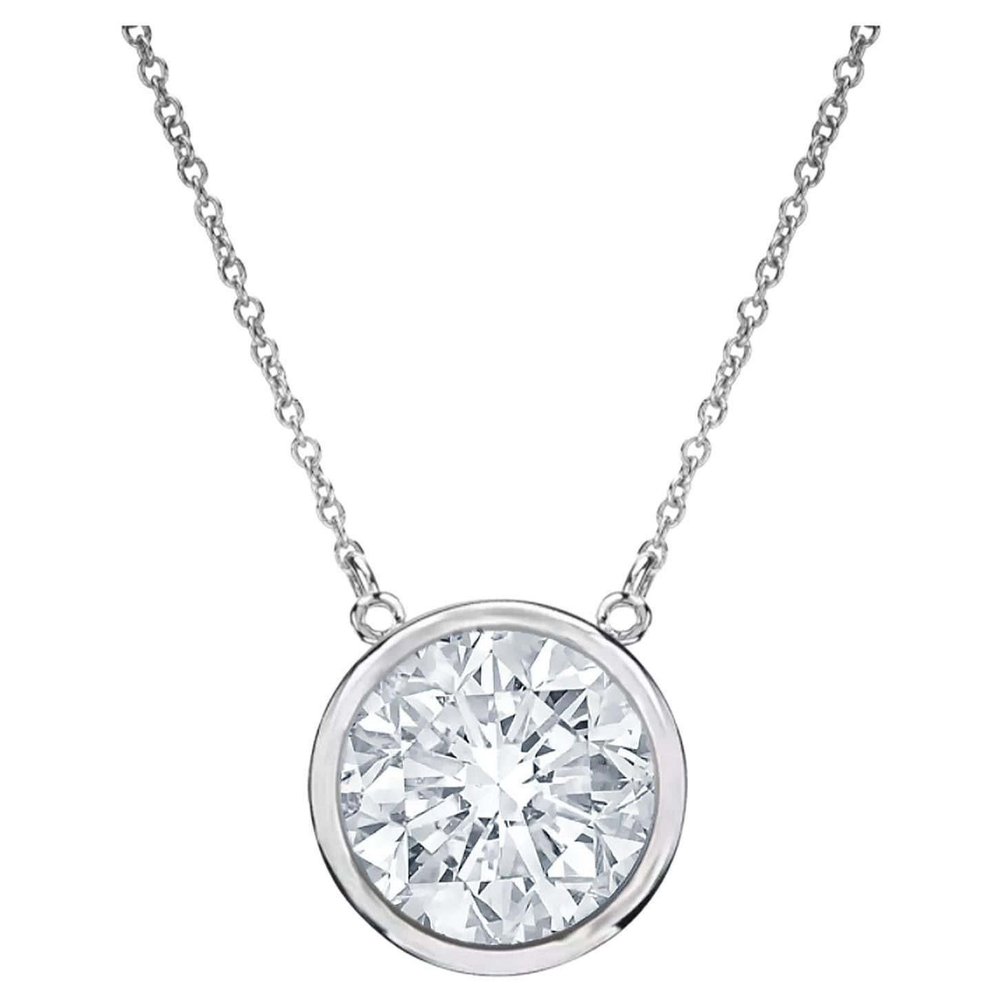 Diana M. Custom 14K White Gold Round Diamond Pendant