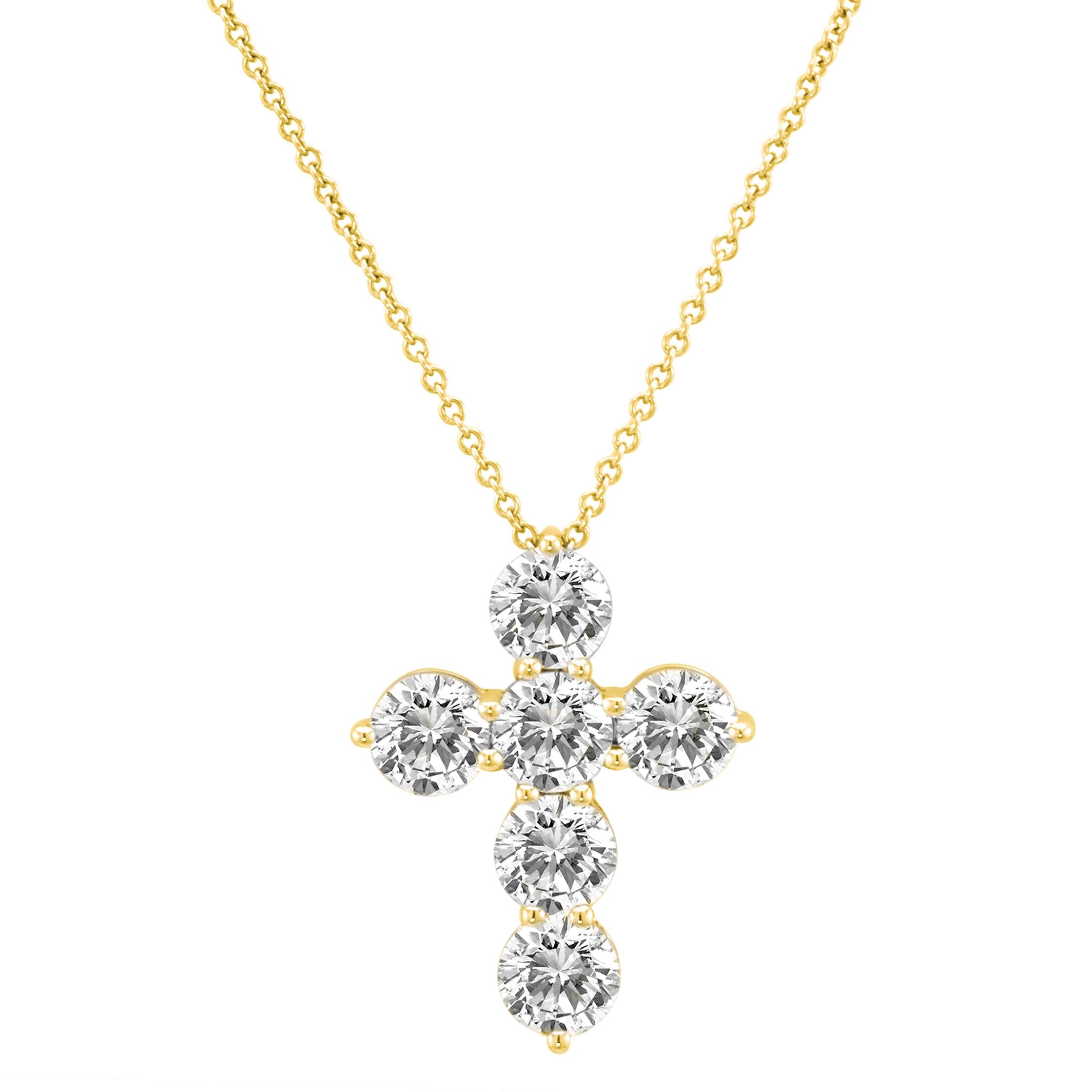 Diana M. Custom  1.50 Cts. Diamond Cross Pendant 18K Yellow Gold (Rundschliff) im Angebot