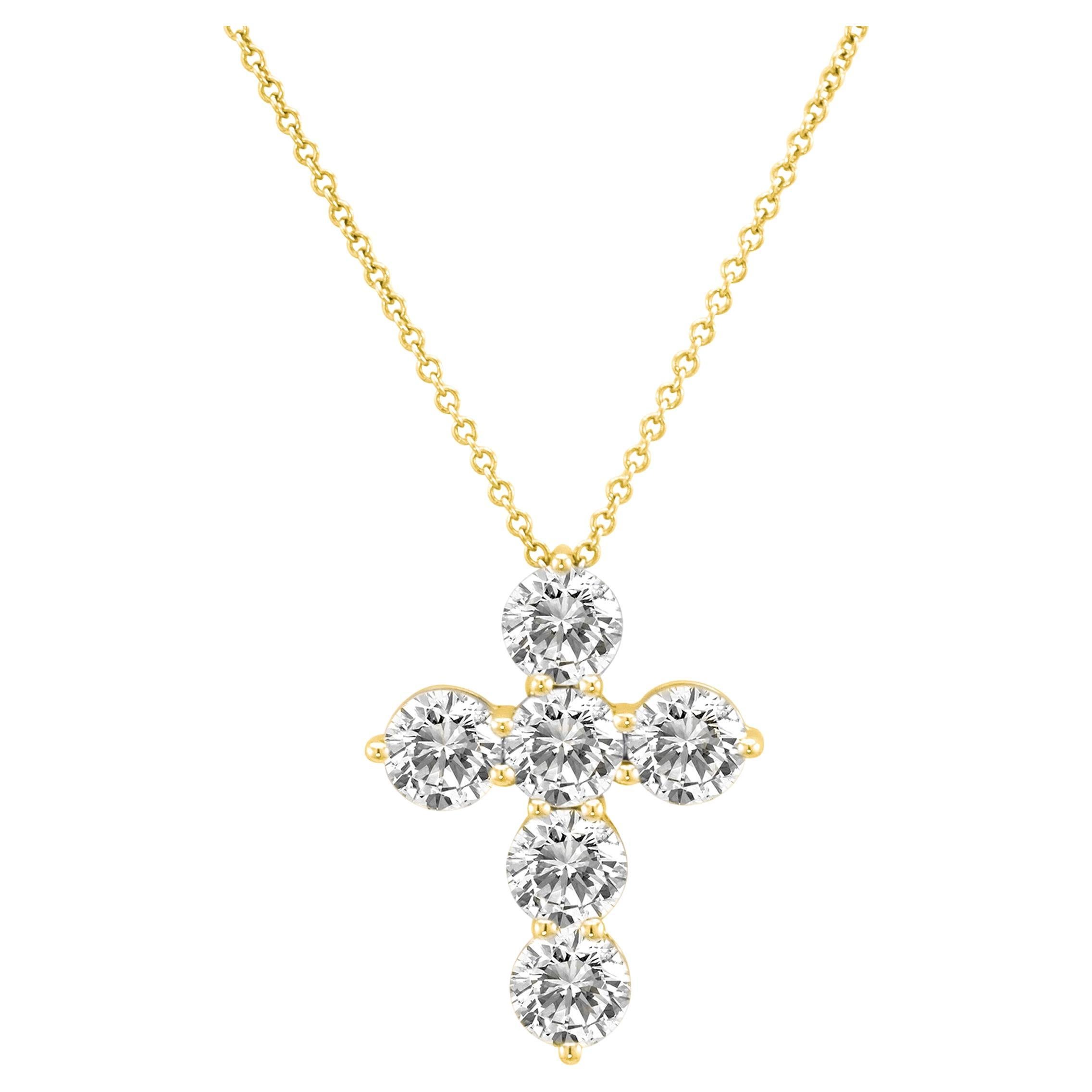 Diana M. Custom  1.50 Cts. Diamond Cross Pendant 18K Yellow Gold