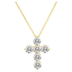 Diana M. Custom  1.50 Cts. Diamond Cross Pendant 18K Yellow Gold