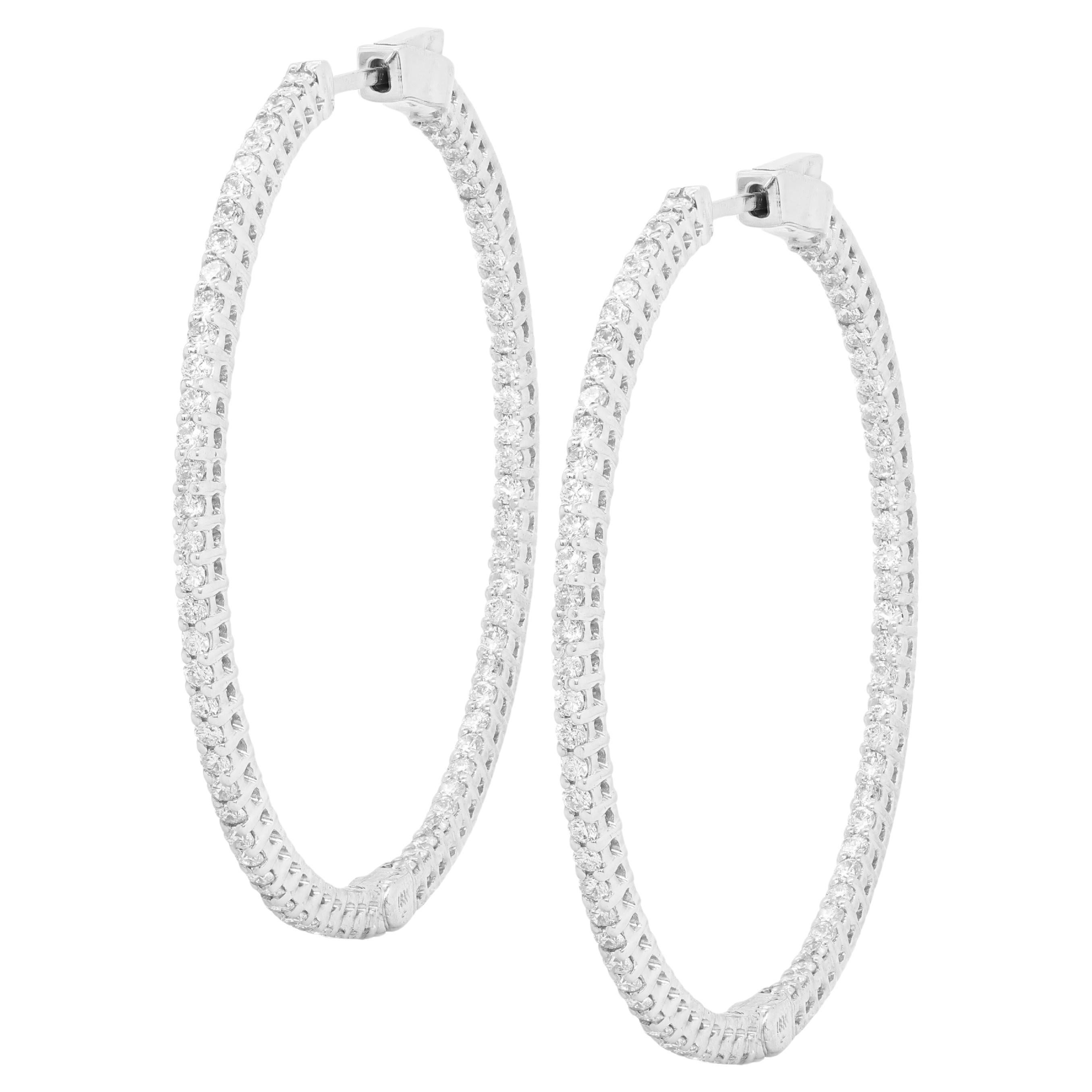 Diana M. Custom 1.50 Cts. Diamond Hoop Earrings 18K White Gold