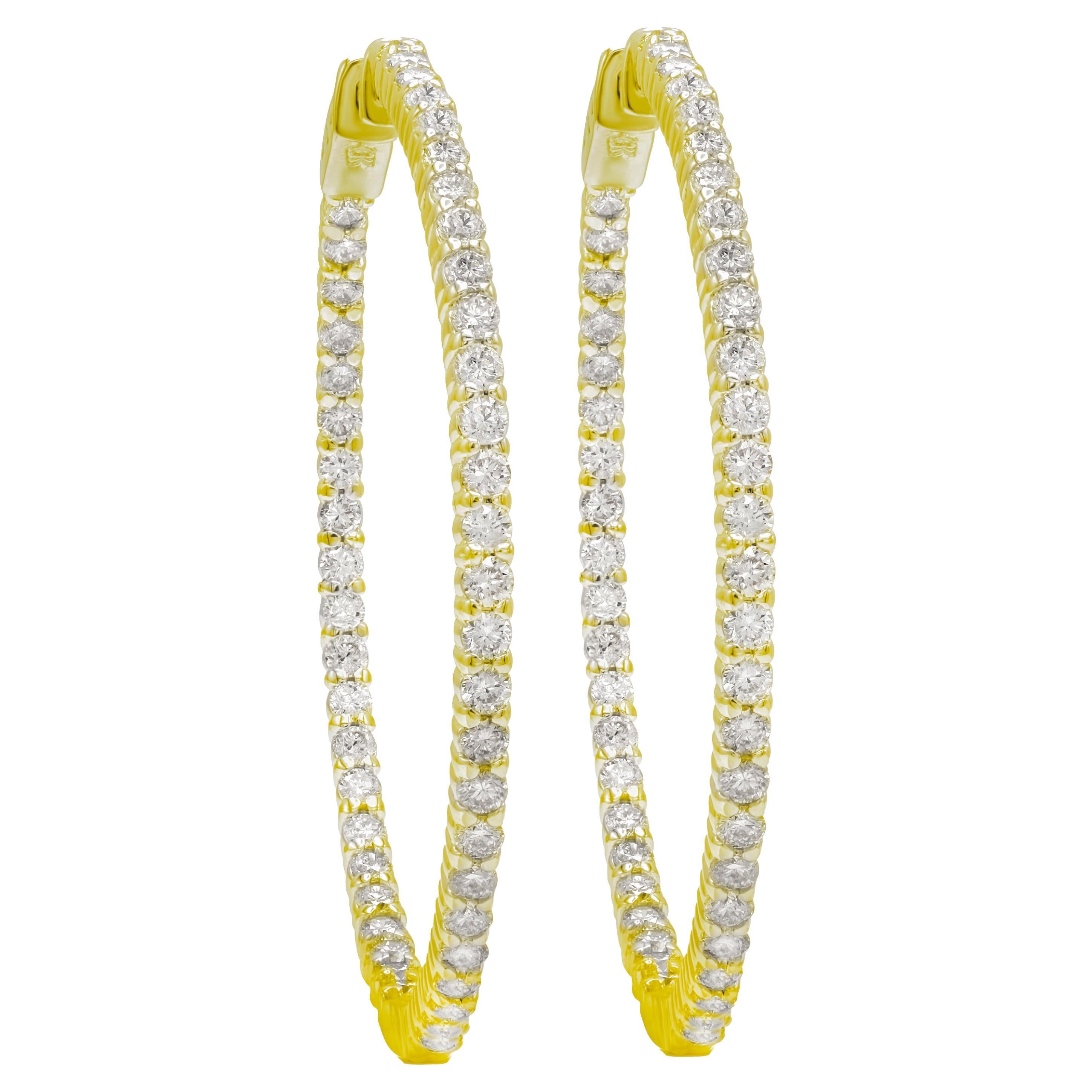 Diana M. Custom 1.50 Cts. Diamond Round Hoop Earrings 14K Yellow Gold
