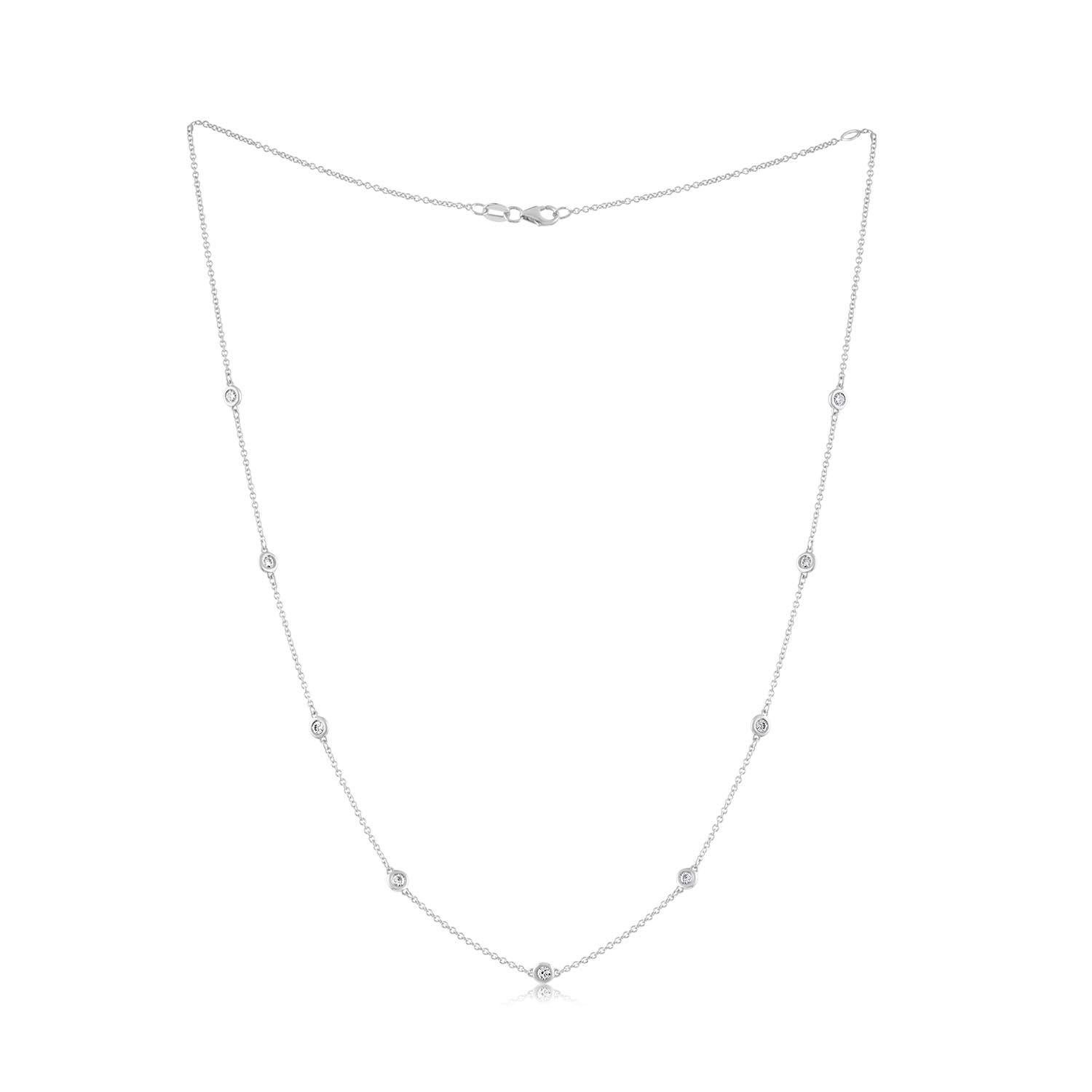 Diana M. Custom 1.50 Cts. Diamonds-By-The-Yard Necklace 14K White Gold (Rundschliff) im Angebot