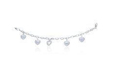 Diana M. Custom 1.50 Cts. Heart Charm Bracelet 14K White Gold