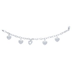 Diana M. Custom 1.50 Cts. Heart Charm Bracelet 14K White Gold