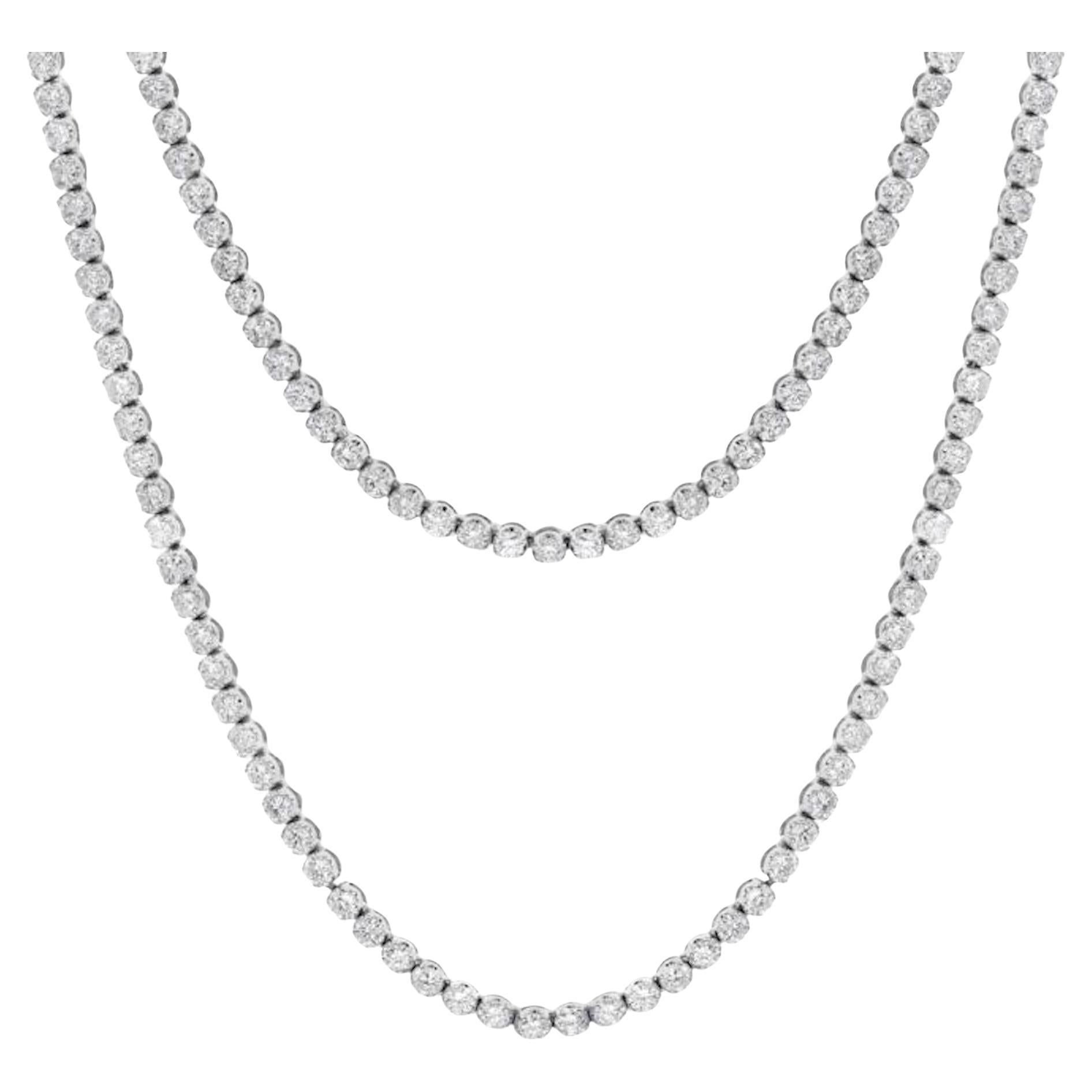 Diana M. Custom 16.80 Cts 18k White Gold 34" Diamond Opera Necklace  For Sale