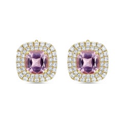 Diana M. Custom 1.70 Cushion Tourmaline 18K Rose Gold Earrings
