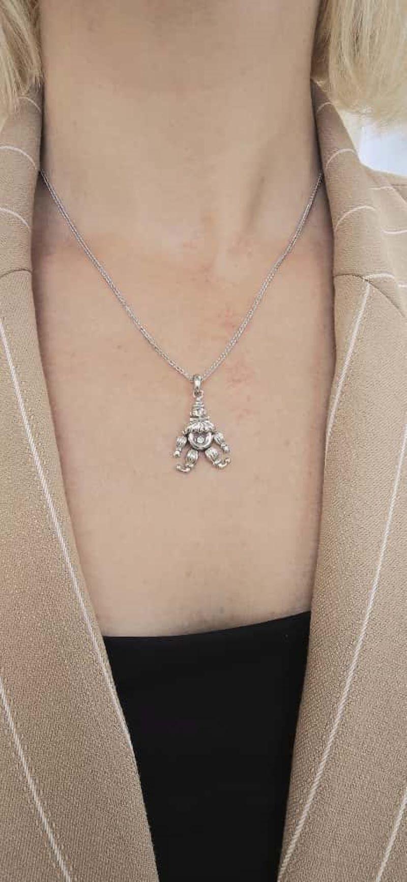 18K White Gold Chopard Clown Diamond Pendant In New Condition For Sale In New York, NY