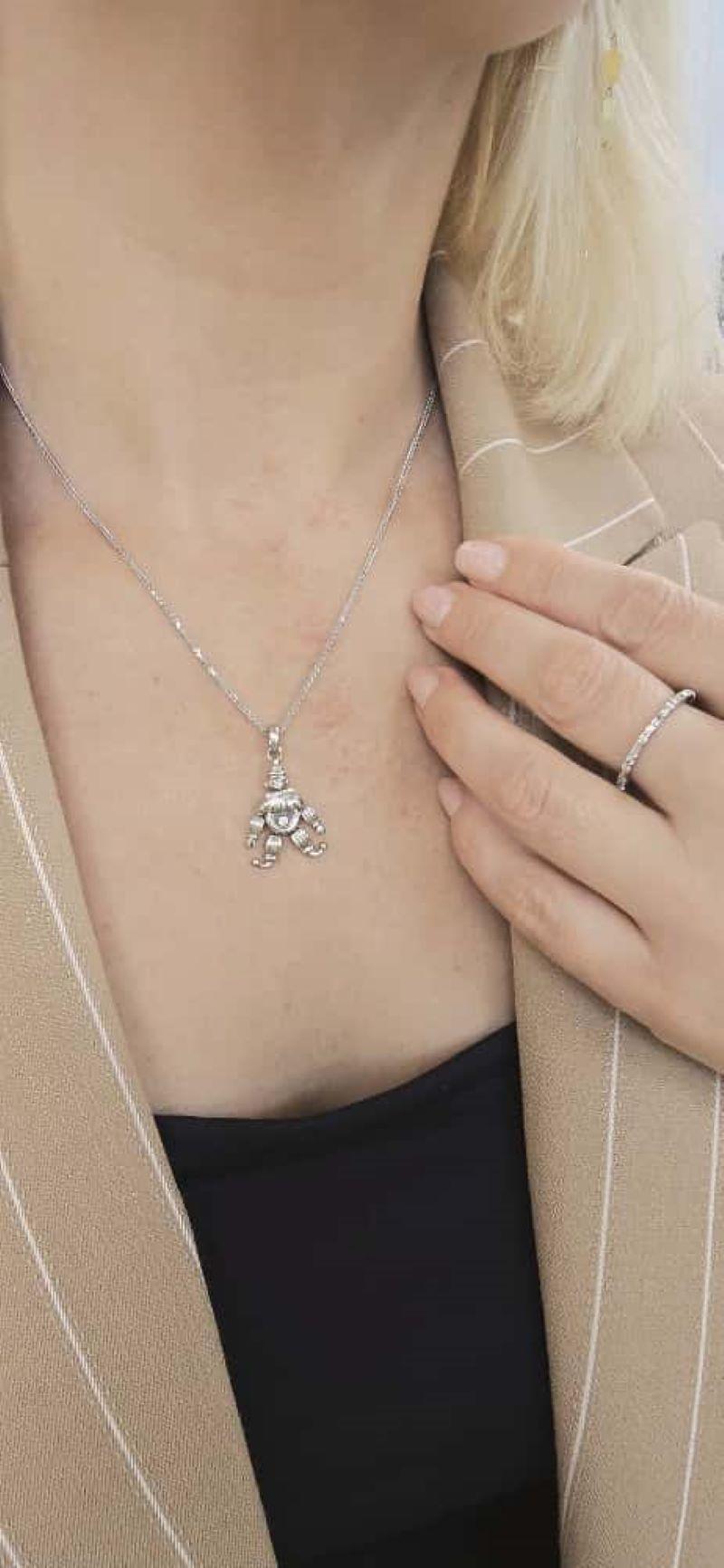 Women's or Men's 18K White Gold Chopard Clown Diamond Pendant For Sale