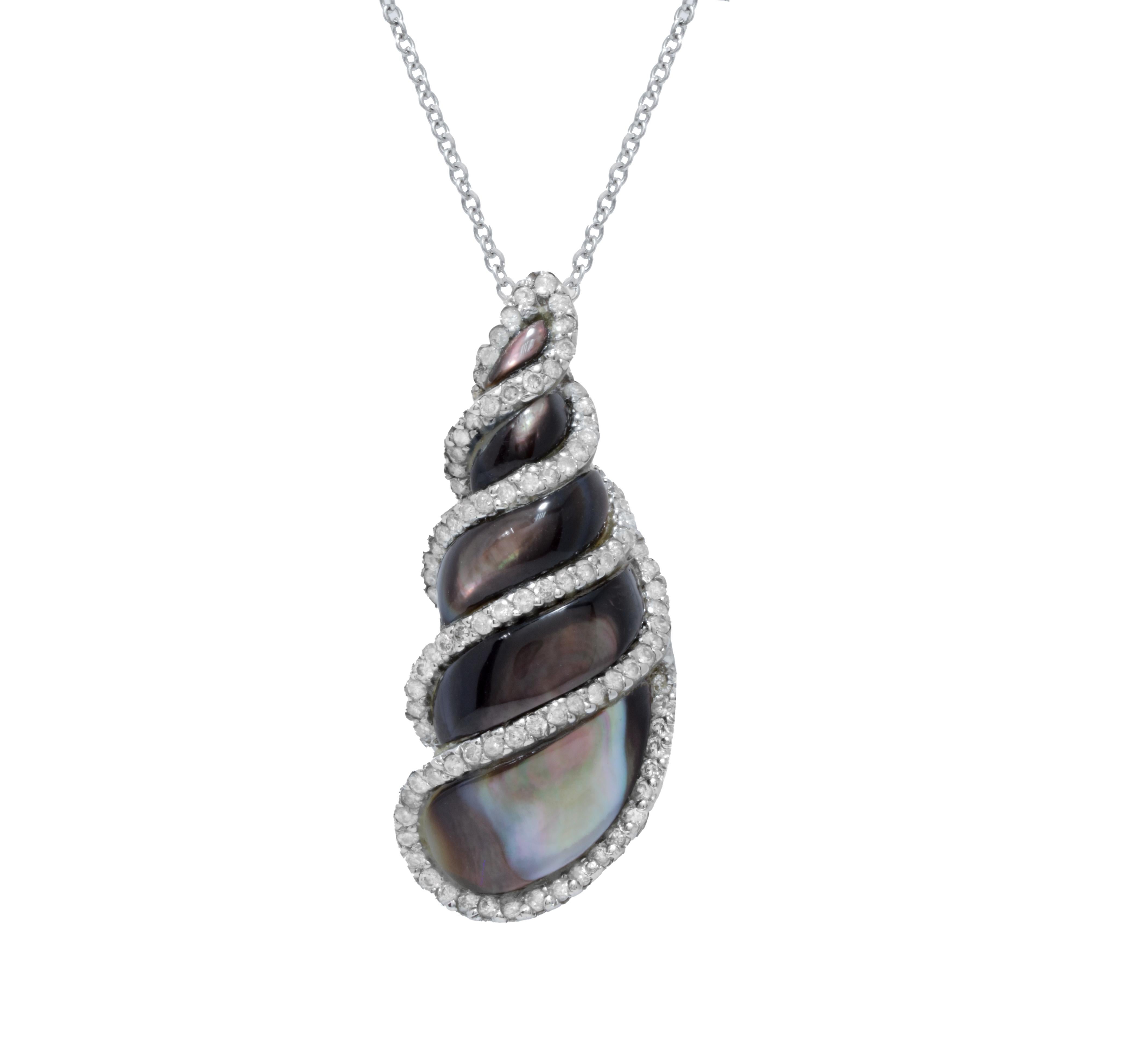 Diana M. Pendentif personnalisé en or blanc 18 carats avec perles et diamants de 1,00 carat Neuf - En vente à New York, NY