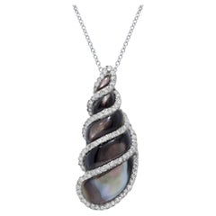 Diana M. Custom 18K White Gold Pearl 1.00 Cts Diamond Pendant