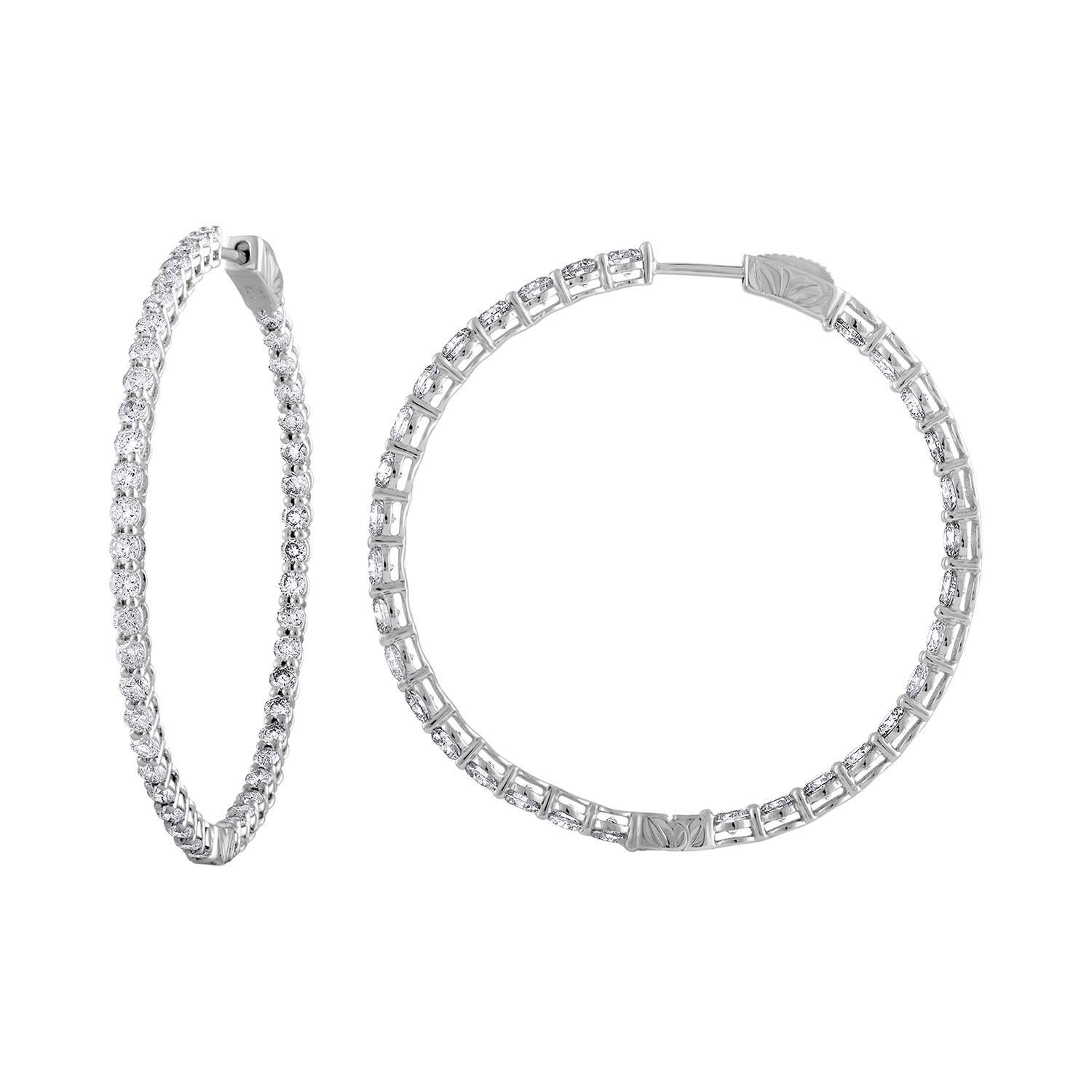 Diana M. Personalizzato in oro bianco 18 carati da 1,5 carati. Orecchini a cerchio con diamanti In condizioni Nuovo in vendita a New York, NY
