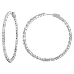 Diana M. Oro blanco de 18 quilates de 1,5 quilates. Pendientes de aro de diamantes