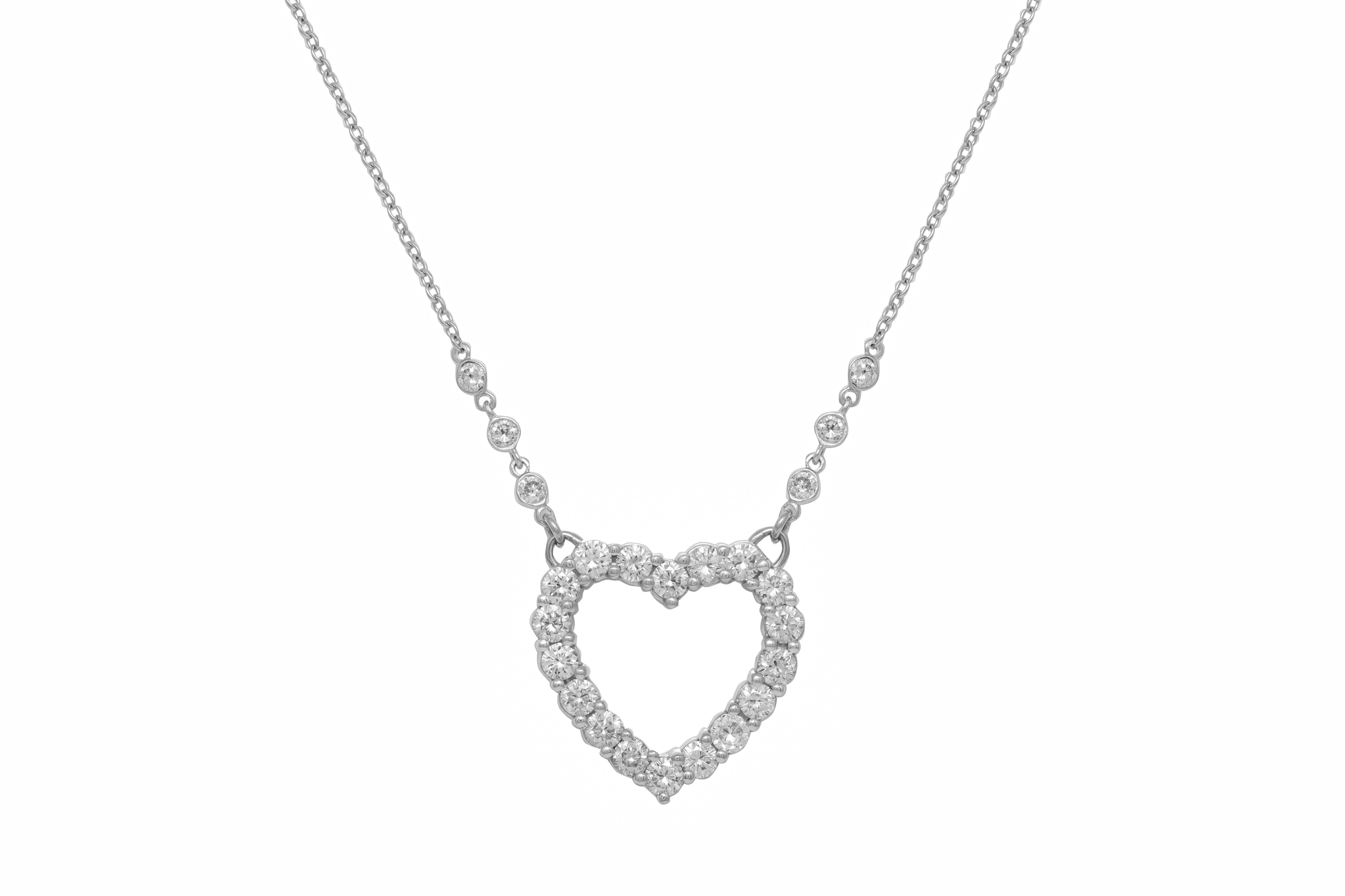 Diana M. Custom  2.00 Cts. Diamond Heart Necklace 14K Whit Gold (Rundschliff) im Angebot