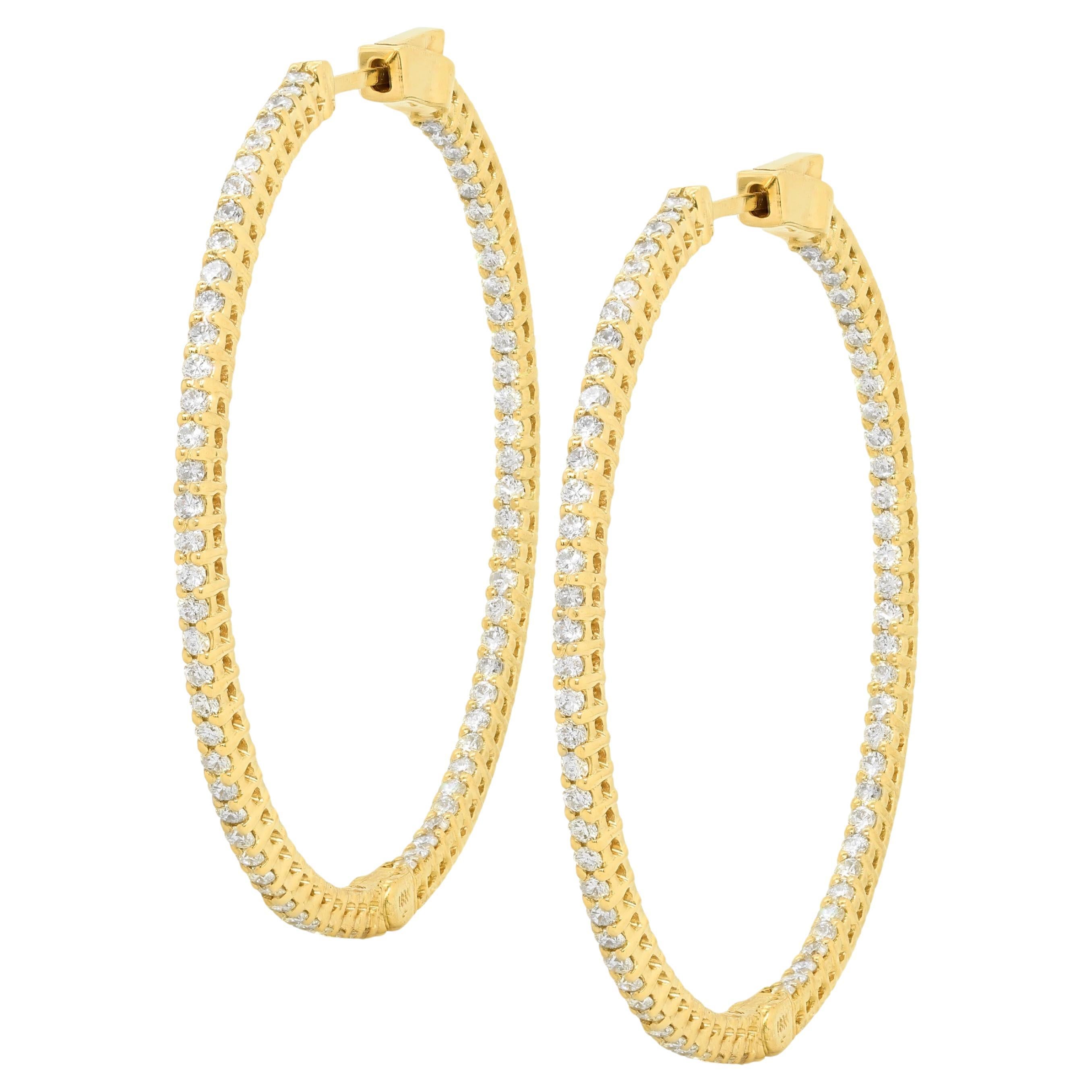 Diana M. Custom 2.01 Cts. Diamond Hoop Earrings 18K Yellow Gold