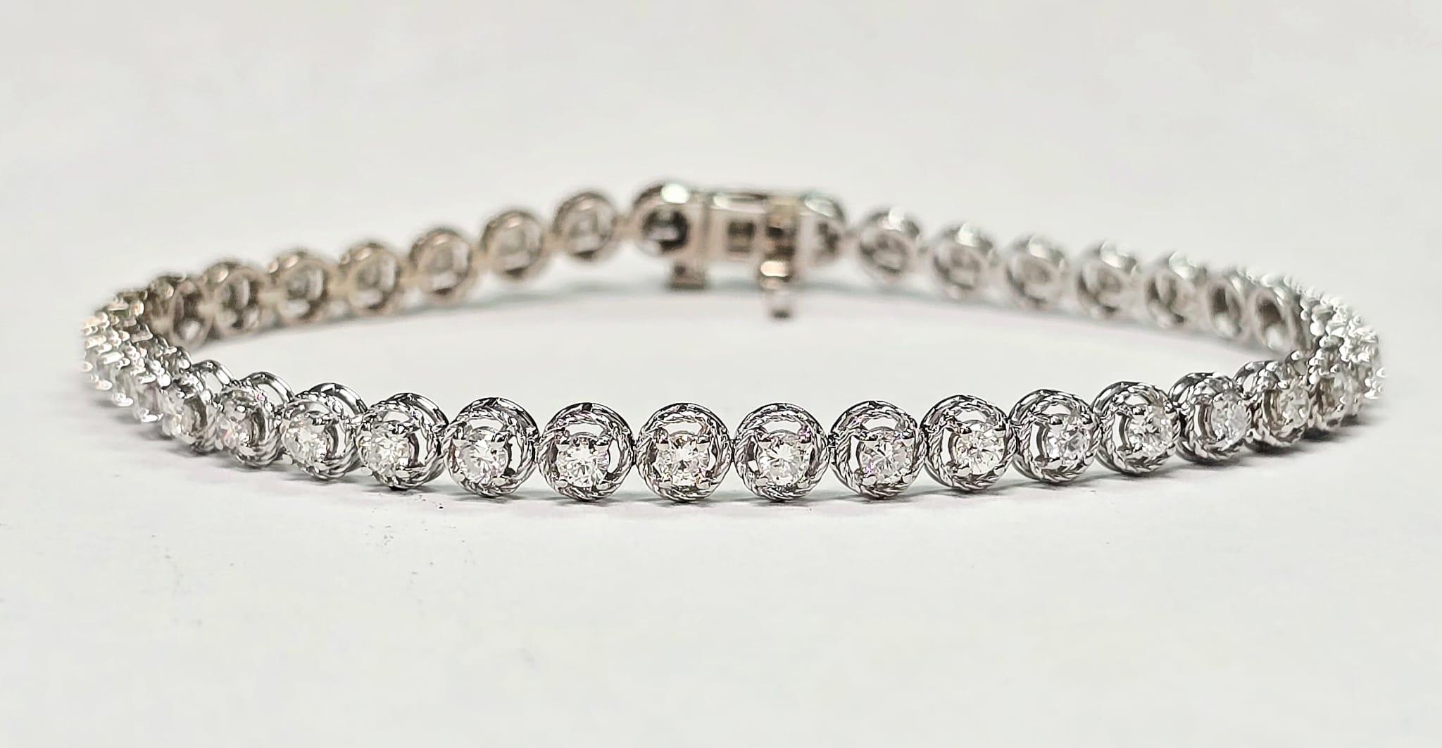 Bracciale fashion in filigrana d'oro bianco 14kt con 2,15 carati tw 