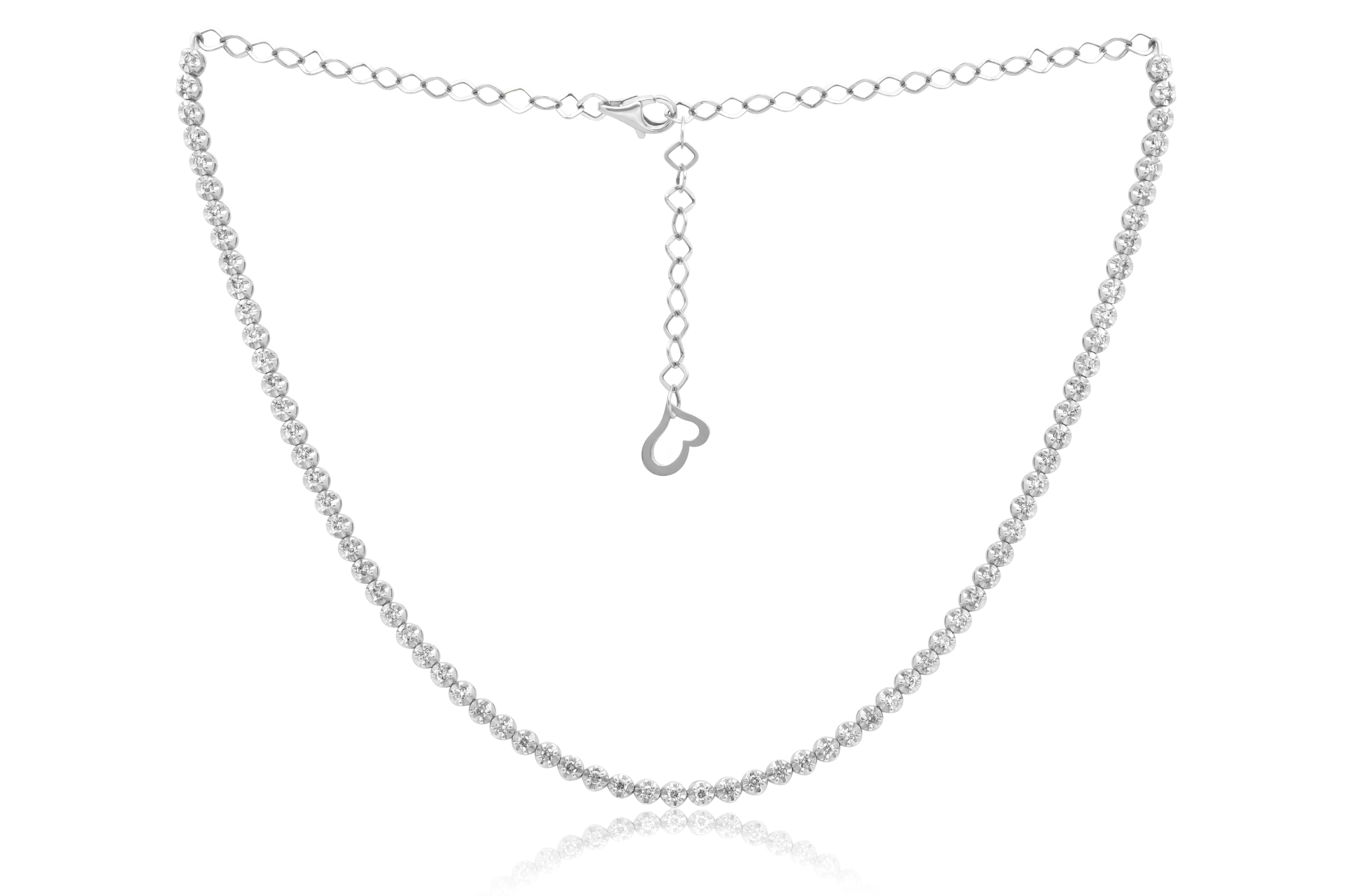 Diana M. Custom 2.30 Cts. Diamond Choker Necklace 14K White Gold im Zustand „Neu“ im Angebot in New York, NY