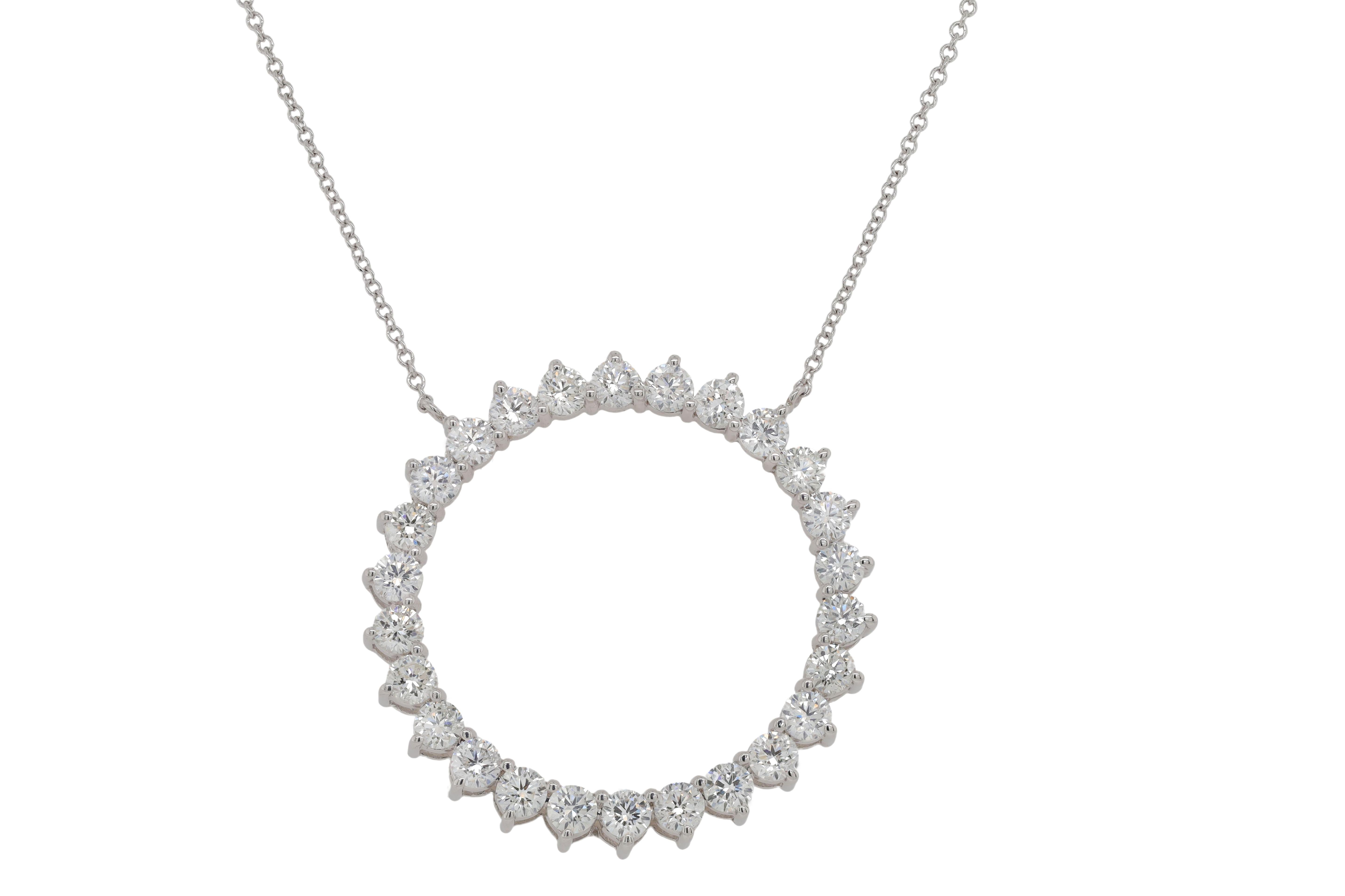 Round Cut Diana M. Custom  2.30 Cts. Diamond Pendant  14K Whie Gold For Sale