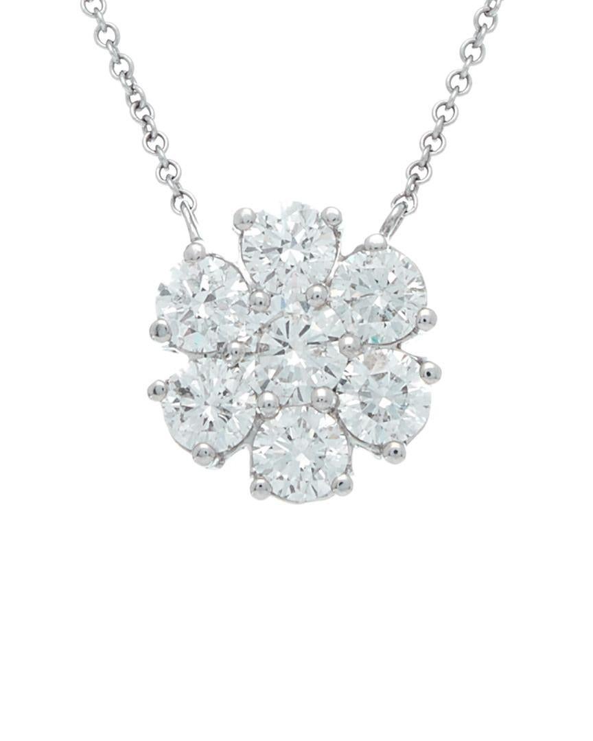 18kt white gold flower pendant containing 2.35 cts of round diamonds