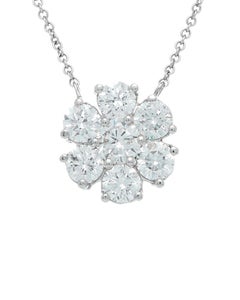 Diana M. Custom 2.35 Cts. Round Floral Diamond Pendant 18K White Gold