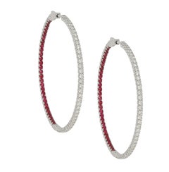A&M. Boucles d'oreilles personnalisées 2.40 Cts Diamant Rubis Or blanc 14K