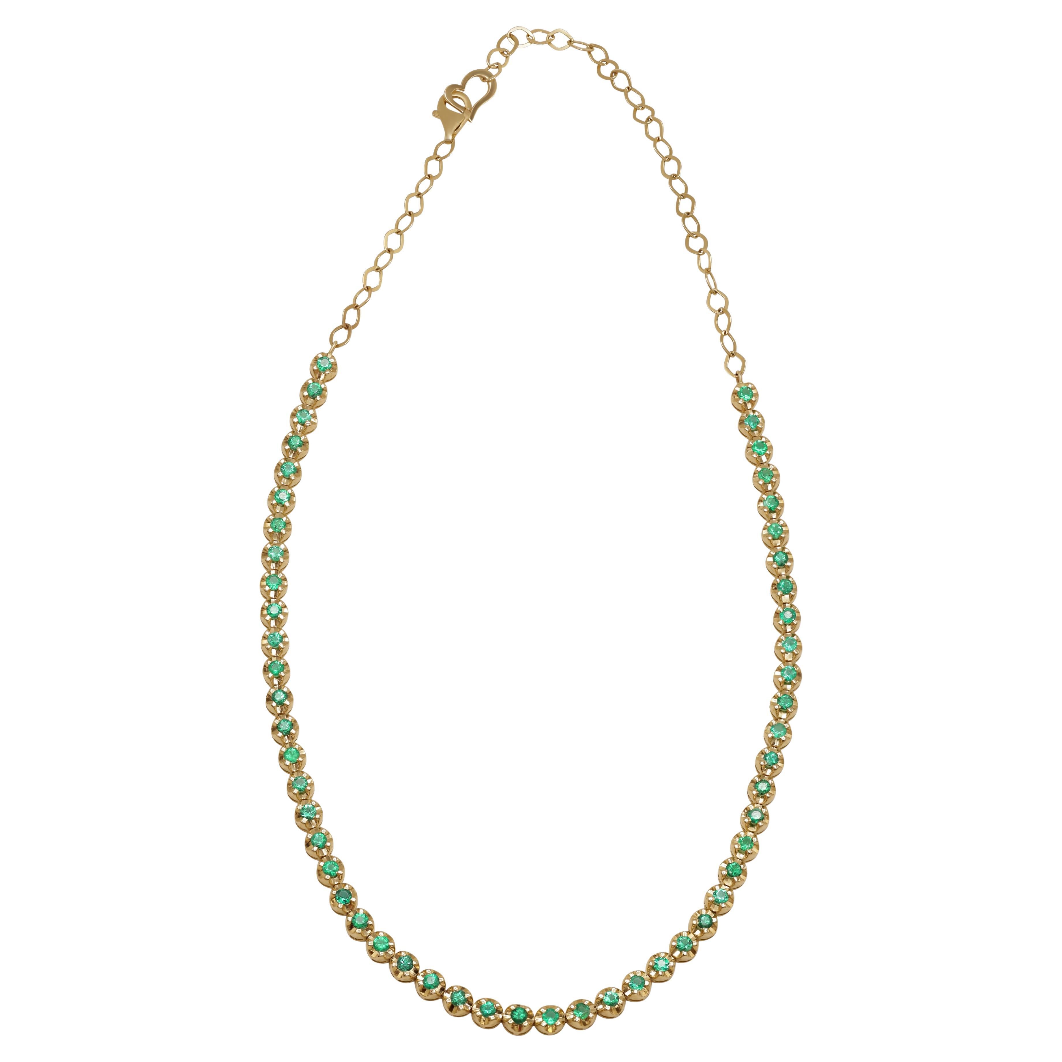 Diana M. Custom 2.42 Cts. Emerald Choker Necklace 14K Yellow Gold