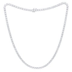 Diana M. maßgefertigt 24.60 Karat rund  Tennis-Halskette aus 18 Karat Weißgold mit 4 Diamanten in Zacken 