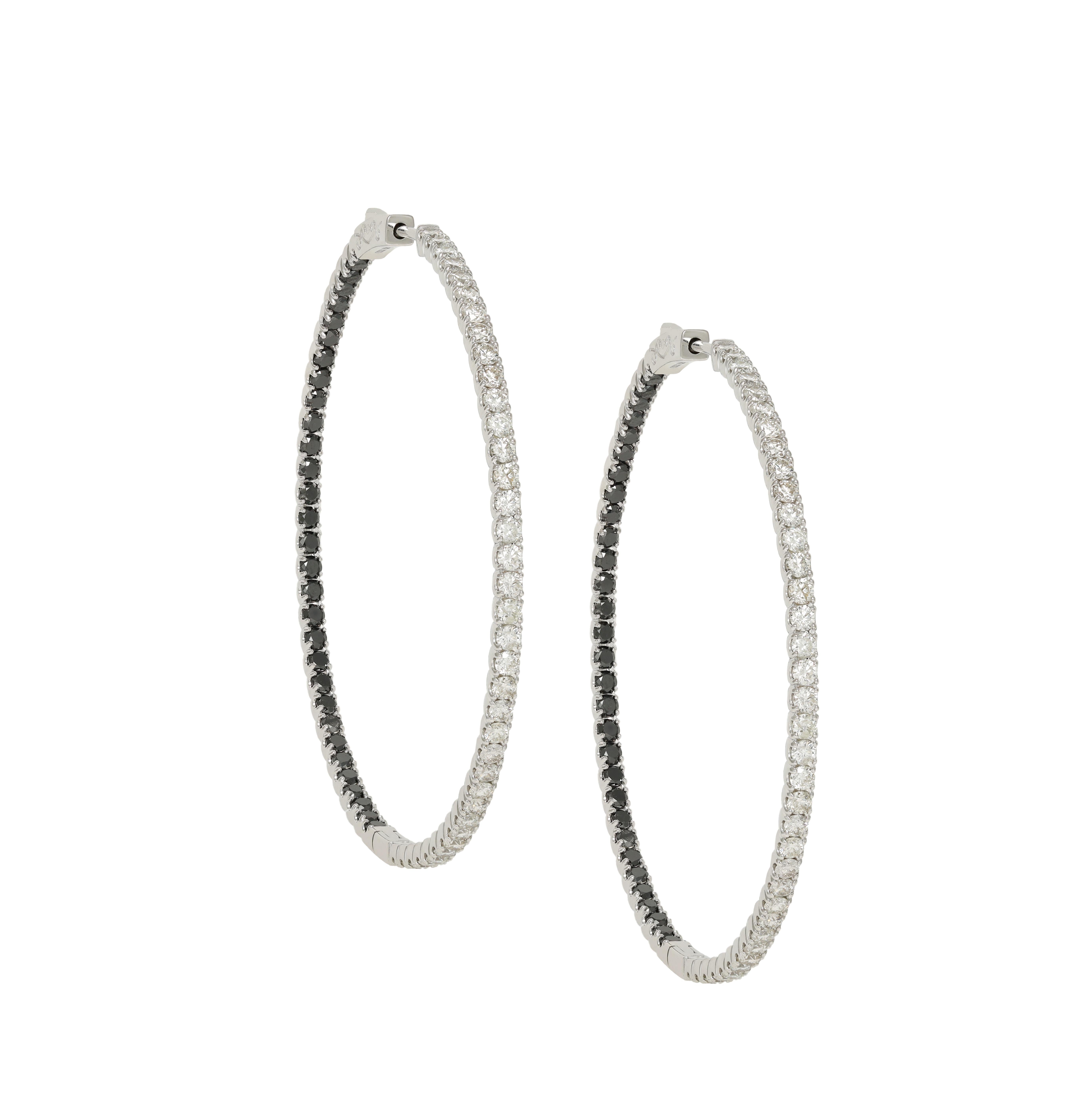 Diana M. Custom 2.55 Cts. Diamond Hoop Earrings 14K White Gold In New Condition For Sale In New York, NY