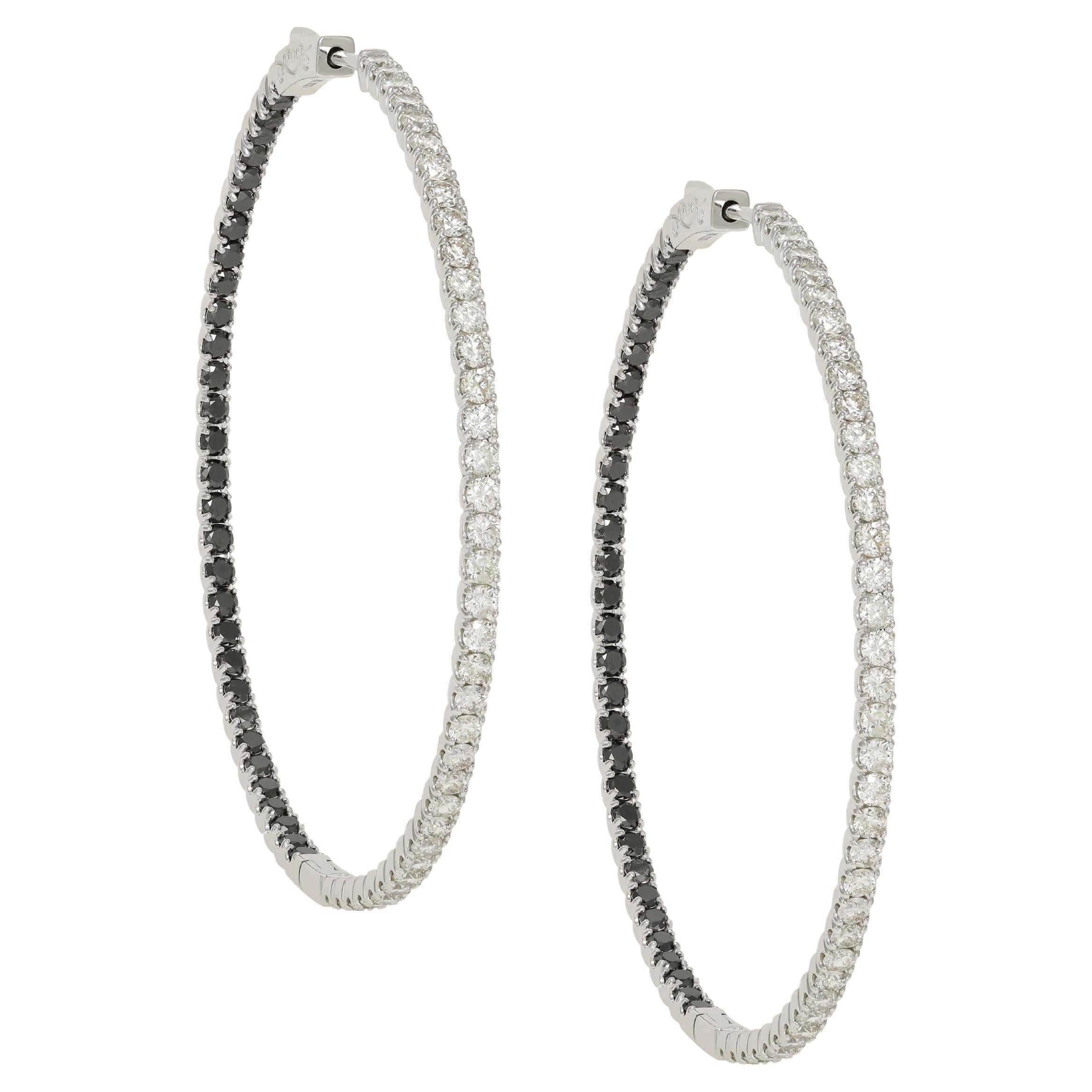 Diana M. Custom 2.55 Cts. Diamond Hoop Earrings 14K White Gold For Sale