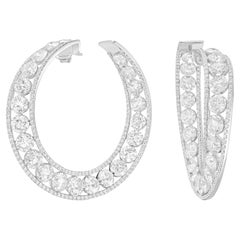 Diana M. Custom 25.77 Cts. Diamond Hoop Earrings 18K White Gold