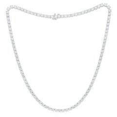 Diana M. Collier tennis personnalisé en or blanc 18 carats avec diamants ronds de 27,55 carats à 4 griffes 