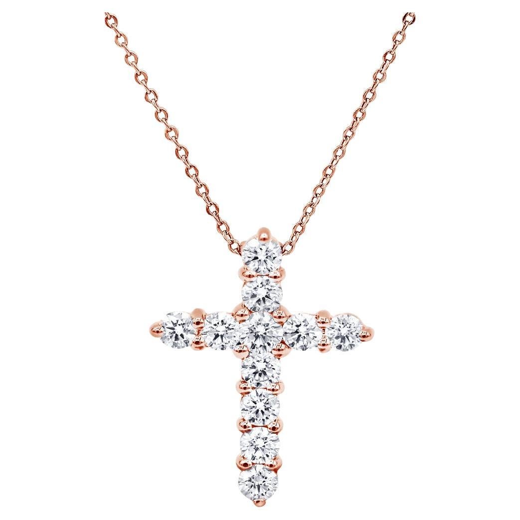 Diana M. Custom 2.80 Ct. Diamond Cross Pendant 18K Rose Gold