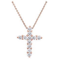 Diana M. Personalizada 2,80 qt. Colgante Cruz Diamante Oro Rosa 18K