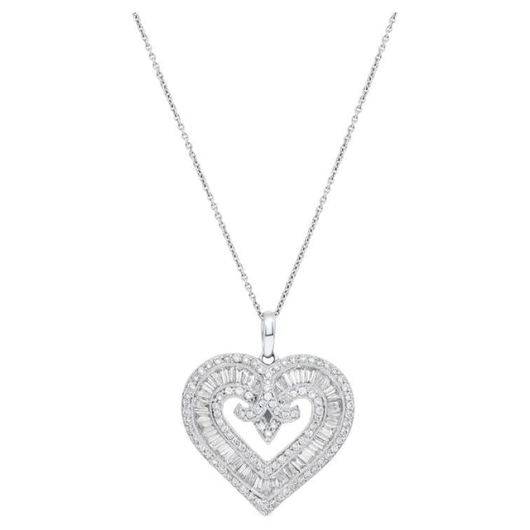 Diana M. Custom  3,00 Cts. Colgante Corazón Diamante Oro Blanco 18K en venta